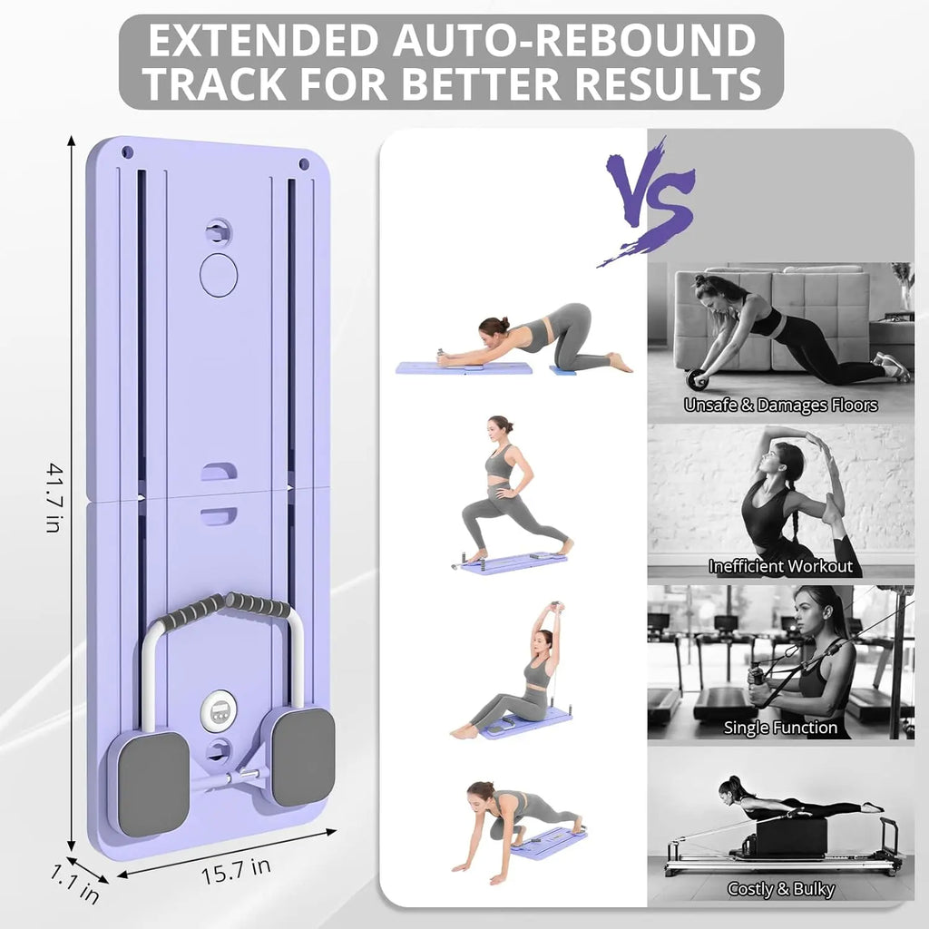 UMAY Pilates Board with Yoga Socks - Pilates Equipment Set, Multifunctional Foldable Home Pilates Board, 5-In-1 Pilates Skateboard，Summer Wins Summerwins