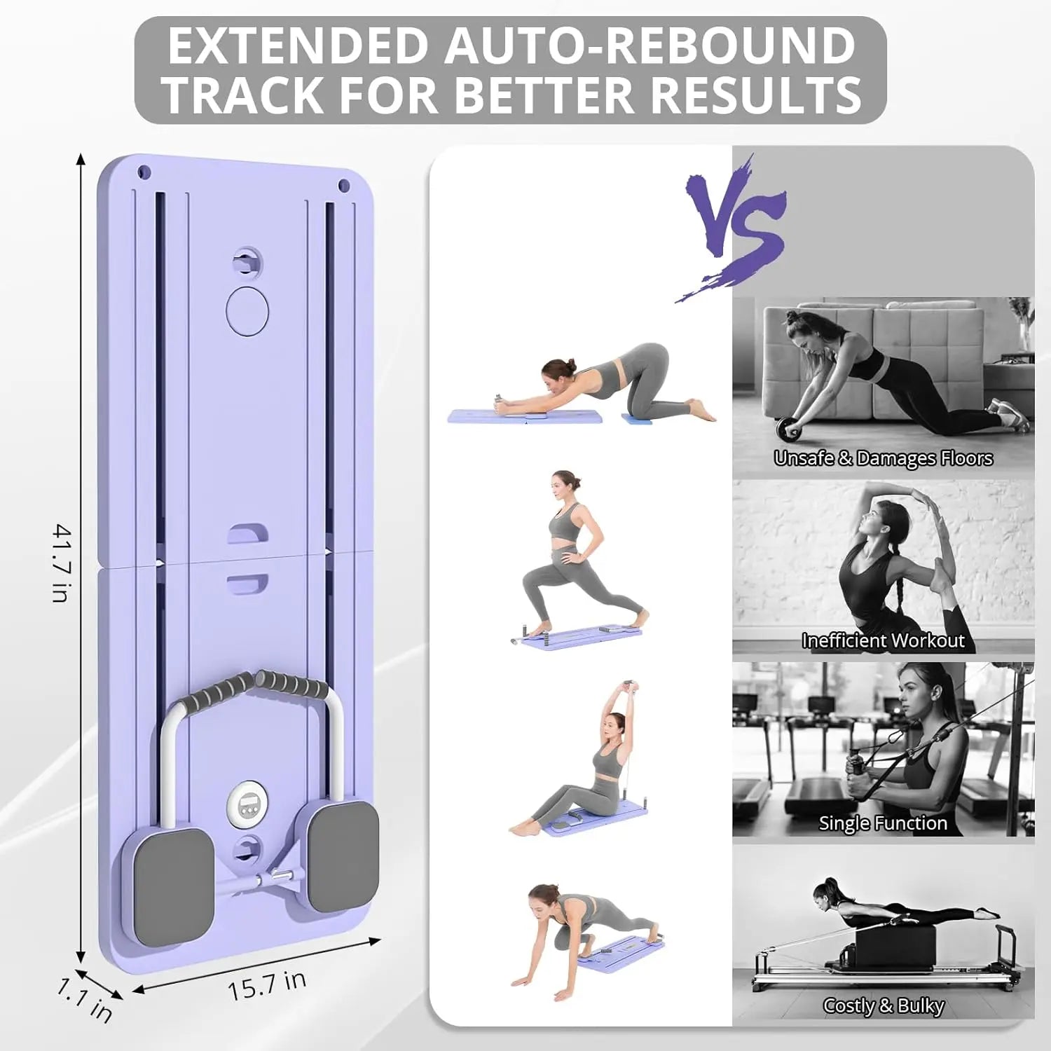 UMAY Pilates Board with Yoga Socks - Pilates Equipment Set, Multifunctional Foldable Home Pilates Board, 5-In-1 Pilates Skateboard，Summer Wins Summerwins