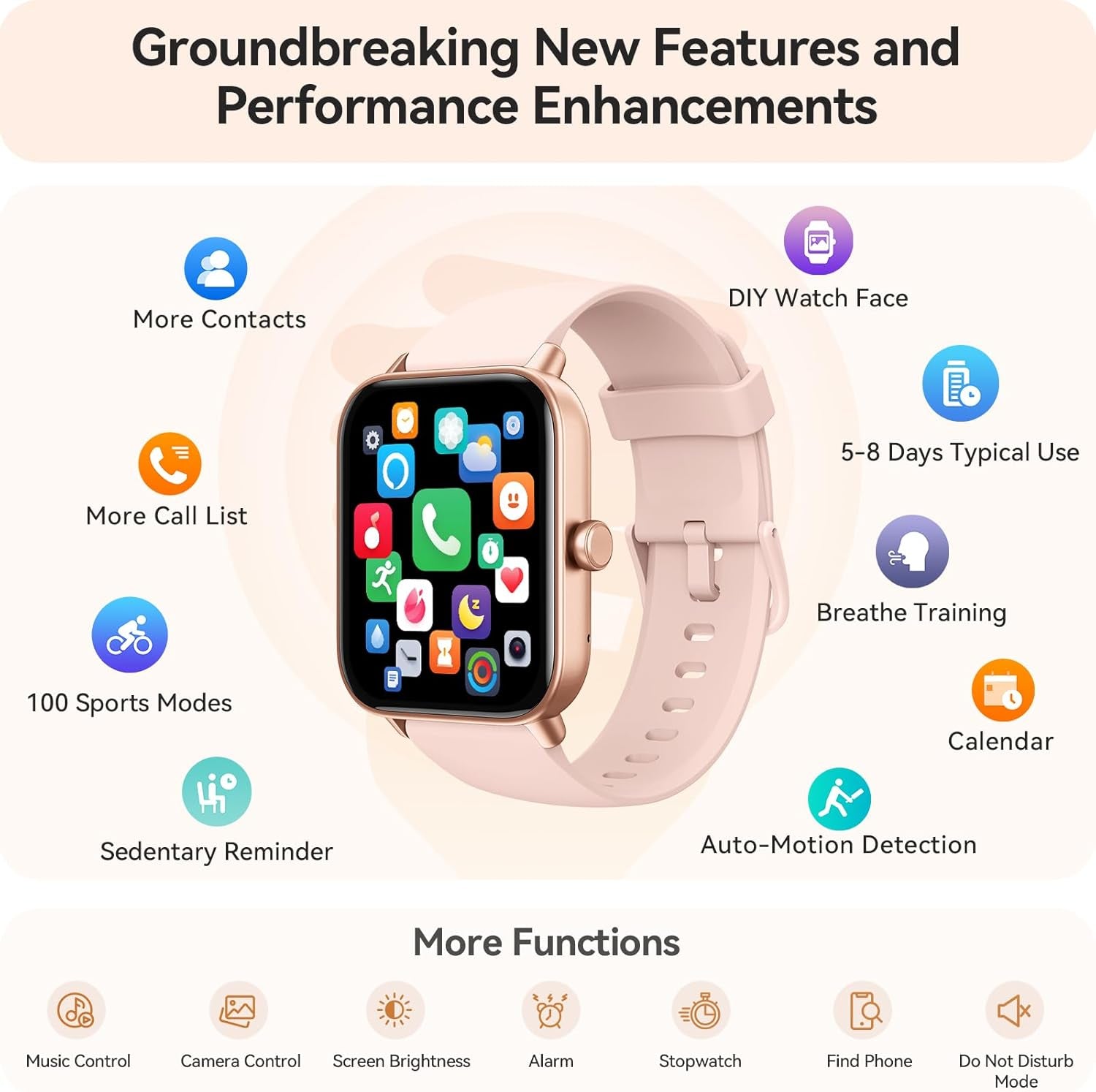 Stylish Smart Watch for Women - Compatible with Android & iPhone, Featuring Alexa Built-In and Advanced Health Tracking