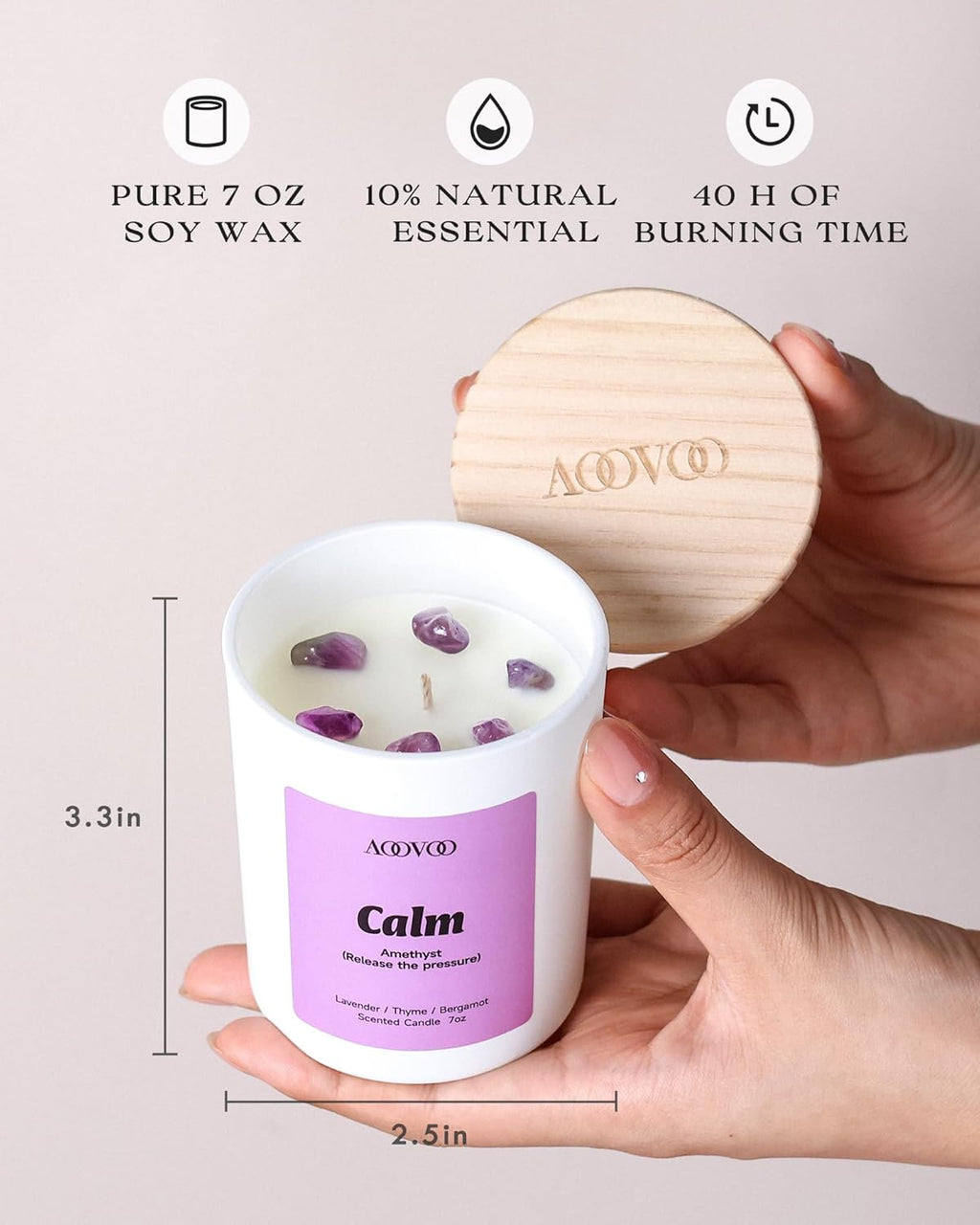 Calm Candles Set for Women - 4 Pack Candles for Home Scented, 28 Oz 200 Hour Burn, Aromatherapy Candle with Crystals, Lavender Calm/Jasmine Serenity/Water Lily Pear Harmony/Patchouli Balance