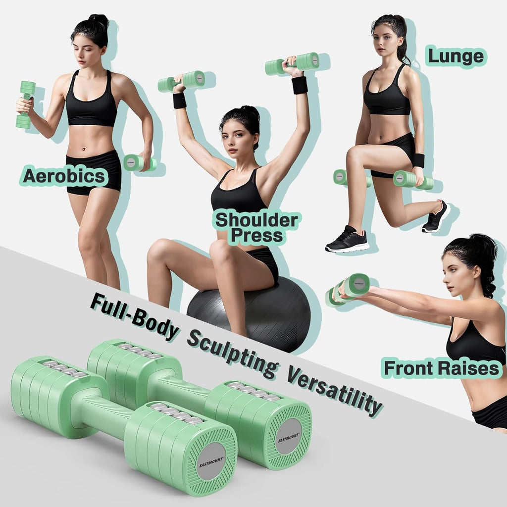 Adjustable Weight Dumbbells Set of 2, 8 in 1 Hand Weights for Women 2Lb/3Lb/4Lb/5Lb/6Lb Dumbbell Weights Set 12 Lbs/Pair Hand Weights for Home Office Gym Workout