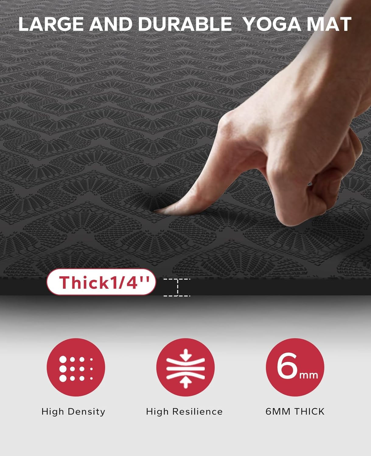 Extra Large Yoga Mat - 72"X48"X6Mm (1/4 Inch), Non-Slip, Durable, Thick Wide Exercise Mat for Home Workouts, Yoga, Pilates, Stretching and Cardio Workouts