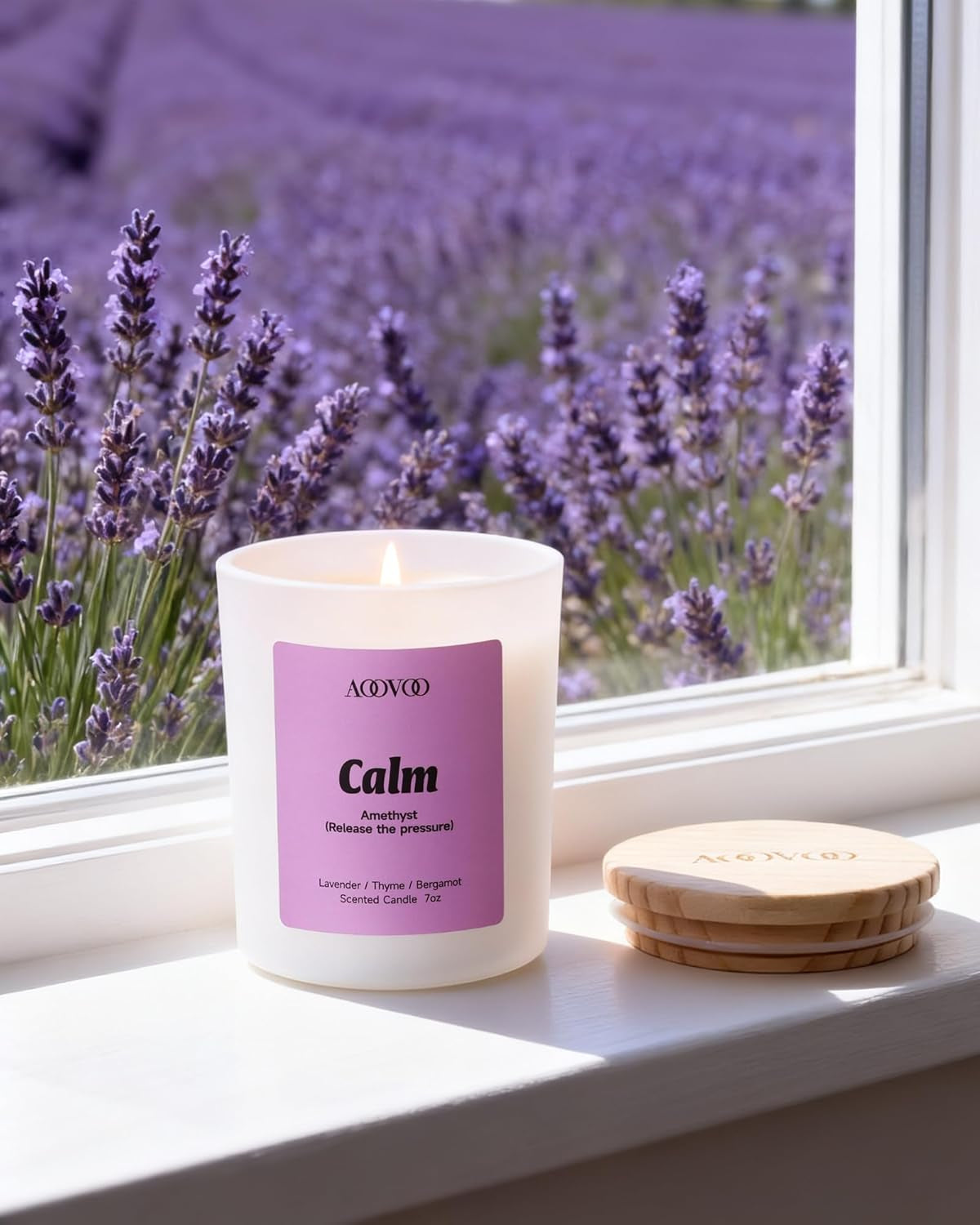Calm Candles Set for Women - 4 Pack Candles for Home Scented, 28 Oz 200 Hour Burn, Aromatherapy Candle with Crystals, Lavender Calm/Jasmine Serenity/Water Lily Pear Harmony/Patchouli Balance