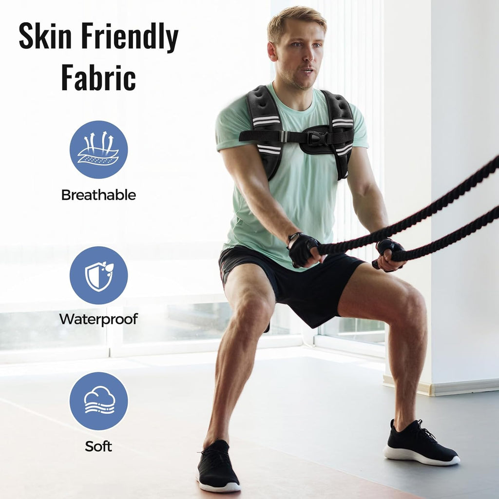 Ultimate Adjustable Weighted Vest for Men and Women - Enhance Your Fitness Journey with Reflective Stripes and Comfortable Design - Available in Multiple Weights (6Lb to 30Lb)