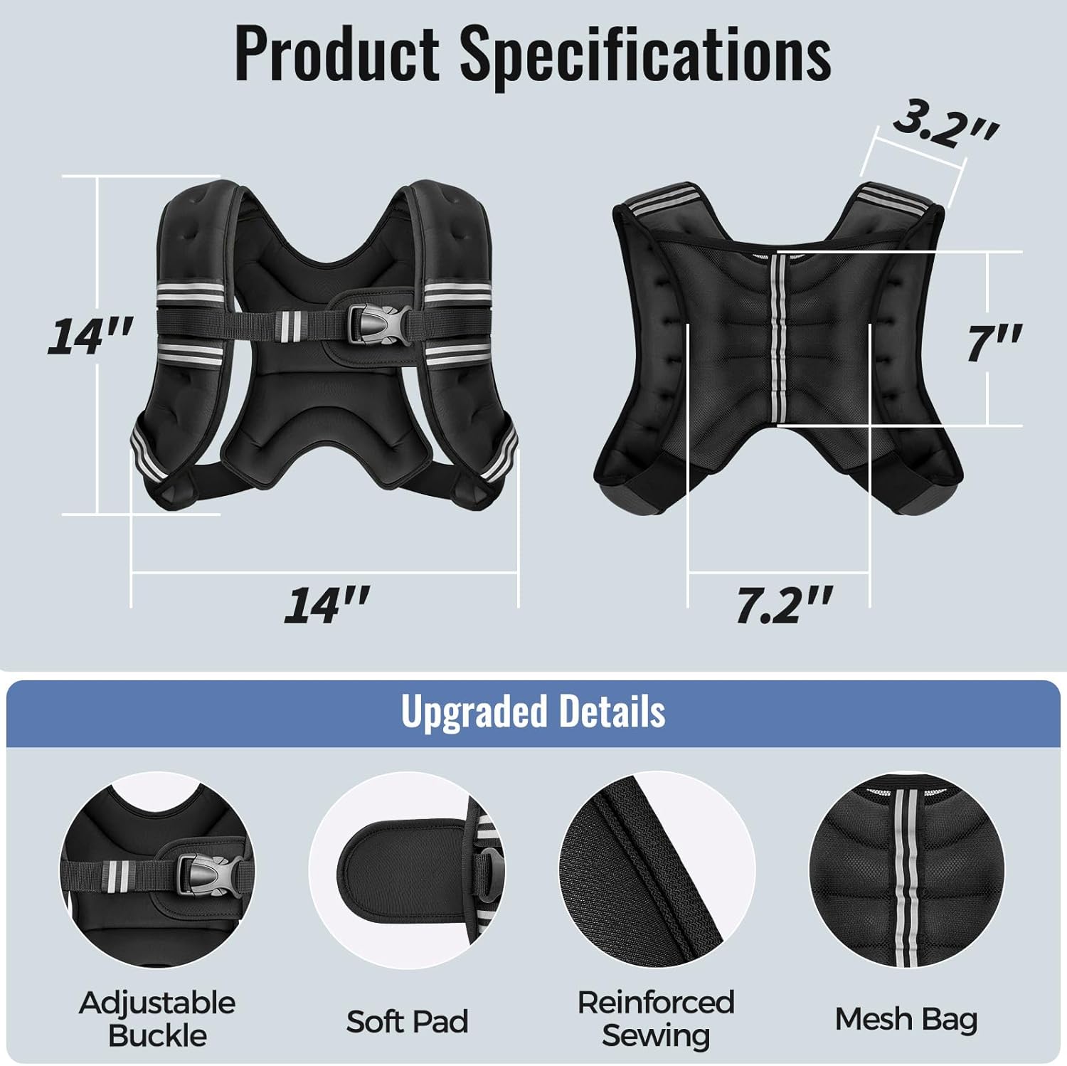 Ultimate Adjustable Weighted Vest for Men and Women - Enhance Your Fitness Journey with Reflective Stripes and Comfortable Design - Available in Multiple Weights (6Lb to 30Lb)