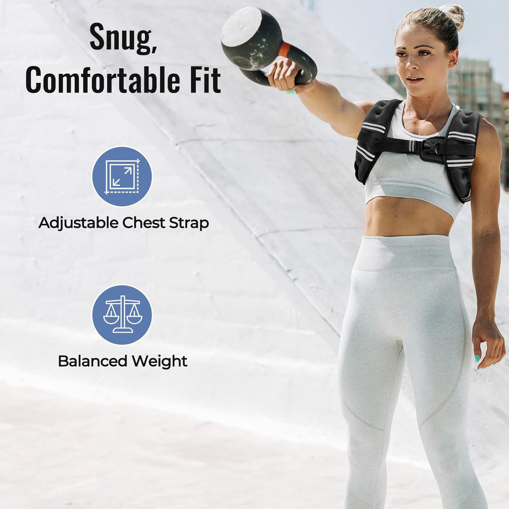 Ultimate Adjustable Weighted Vest for Men and Women - Enhance Your Fitness Journey with Reflective Stripes and Comfortable Design - Available in Multiple Weights (6Lb to 30Lb)