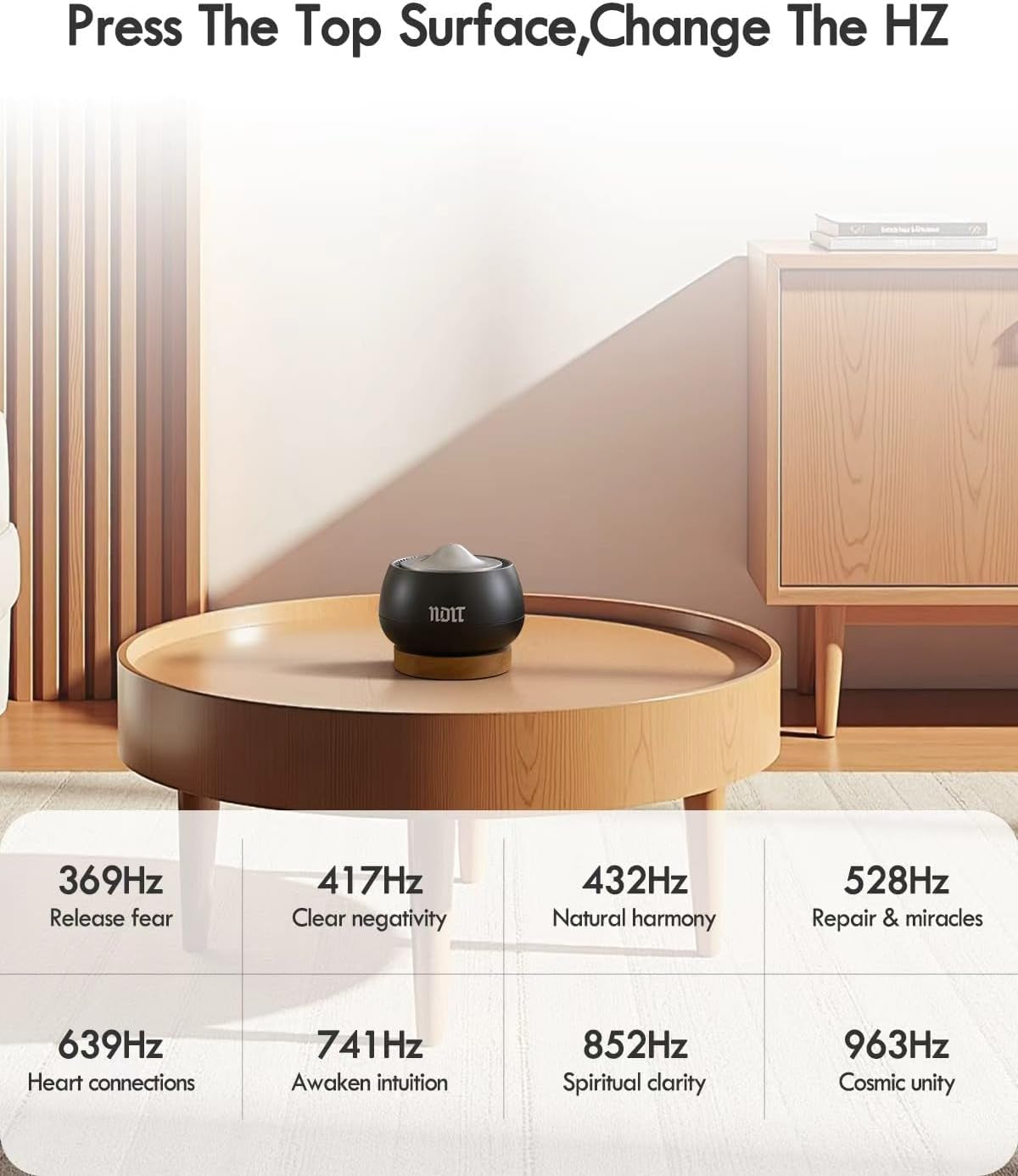 Portable Electronic Tibetan Singing Bowl, 8 Healing Frequencies (369-963Hz), Auto/Manual Mode, Vibration & Timer - USB-C Rechargeable Meditation Device for Yoga, Relaxation, Reiki, Best Gift Choice
