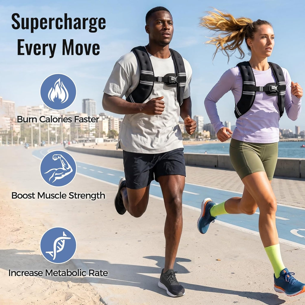 Ultimate Adjustable Weighted Vest for Men and Women - Enhance Your Fitness Journey with Reflective Stripes and Comfortable Design - Available in Multiple Weights (6Lb to 30Lb)