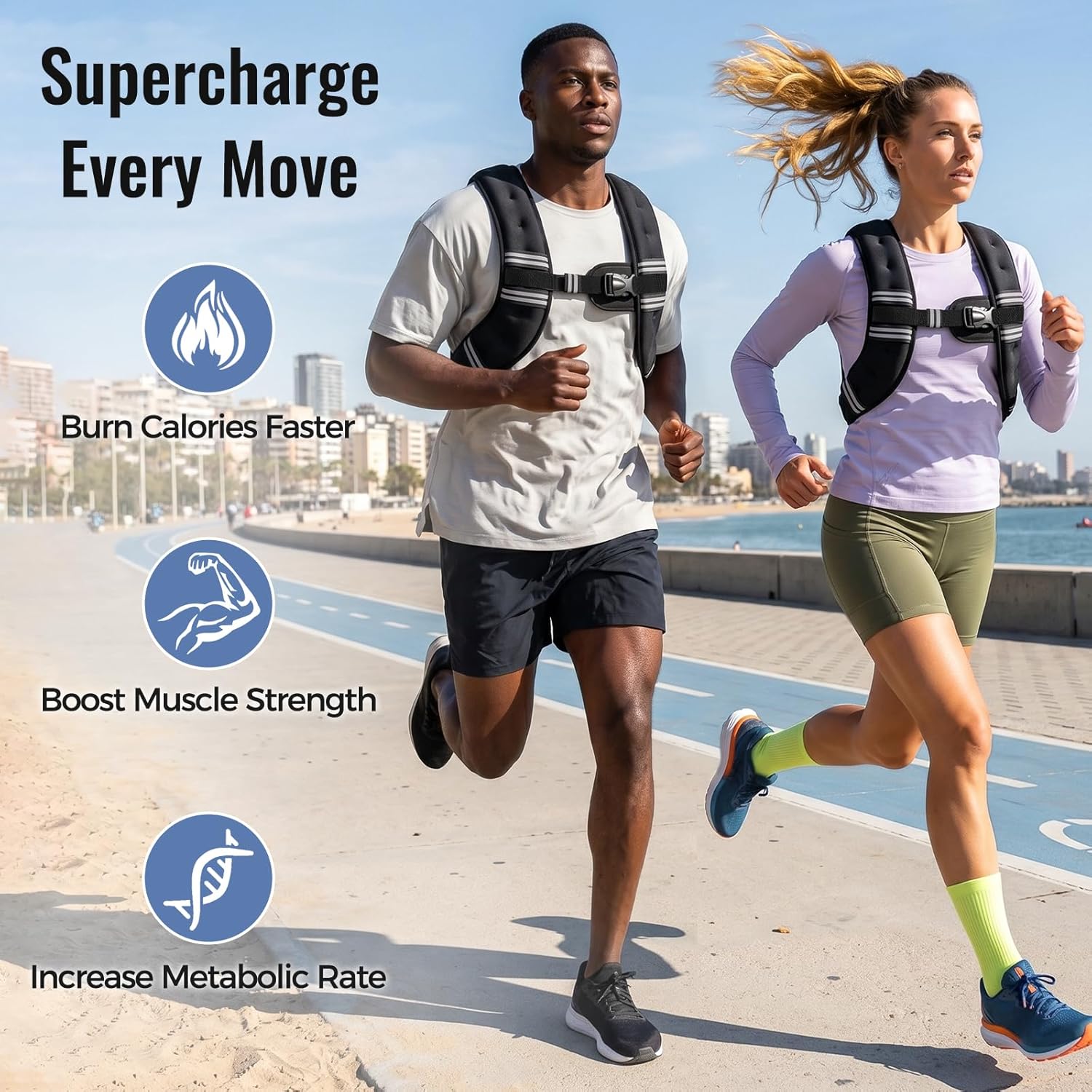 Ultimate Adjustable Weighted Vest for Men and Women - Enhance Your Fitness Journey with Reflective Stripes and Comfortable Design - Available in Multiple Weights (6Lb to 30Lb)