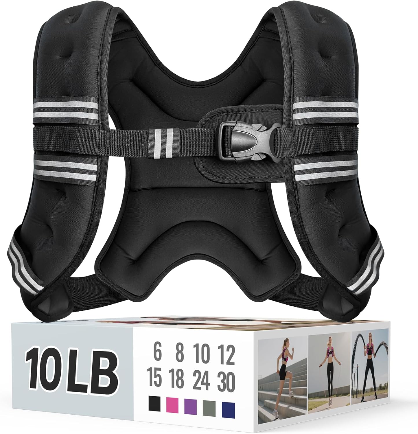 Ultimate Adjustable Weighted Vest for Men and Women - Enhance Your Fitness Journey with Reflective Stripes and Comfortable Design - Available in Multiple Weights (6Lb to 30Lb)