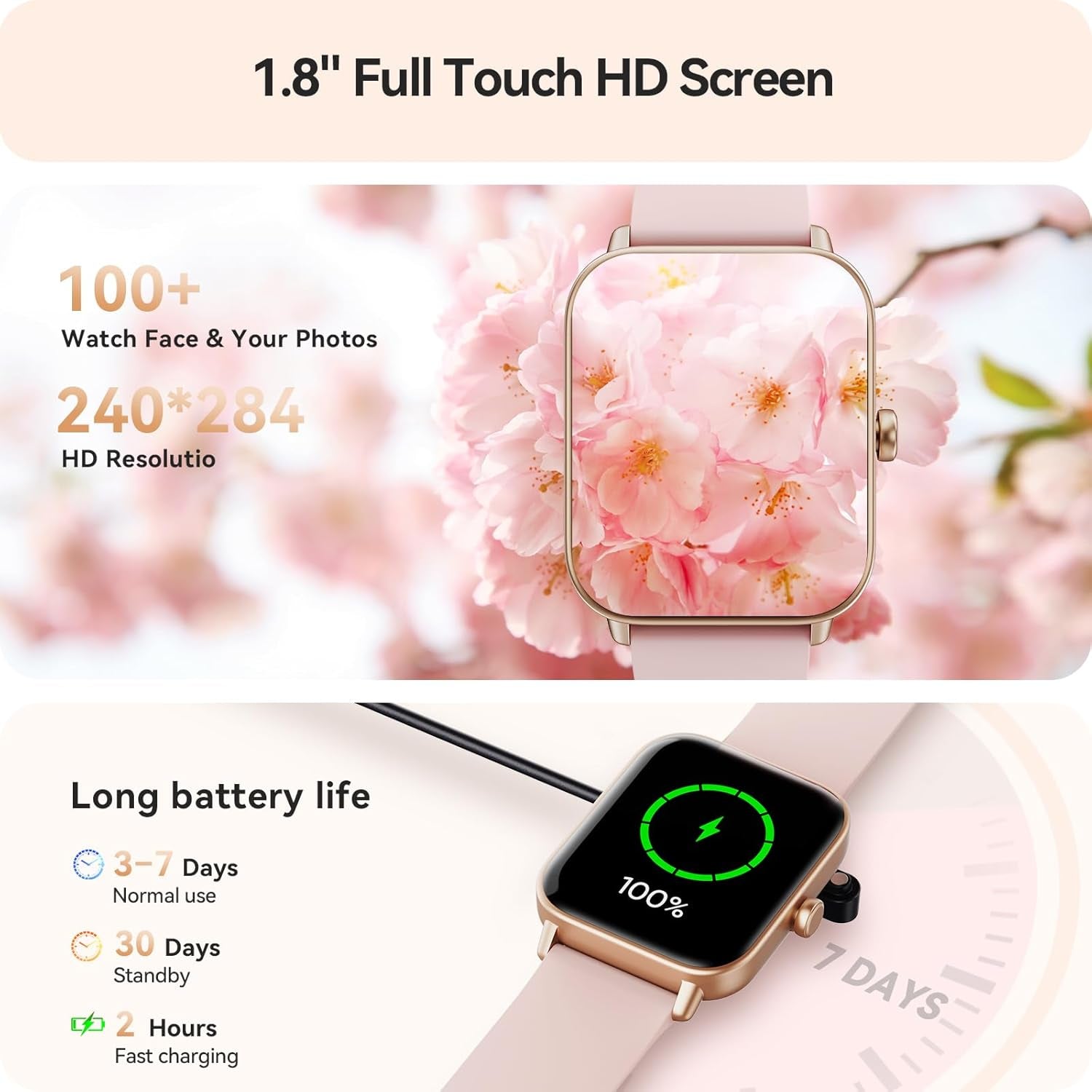 Stylish Smart Watch for Women - Compatible with Android & iPhone, Featuring Alexa Built-In and Advanced Health Tracking