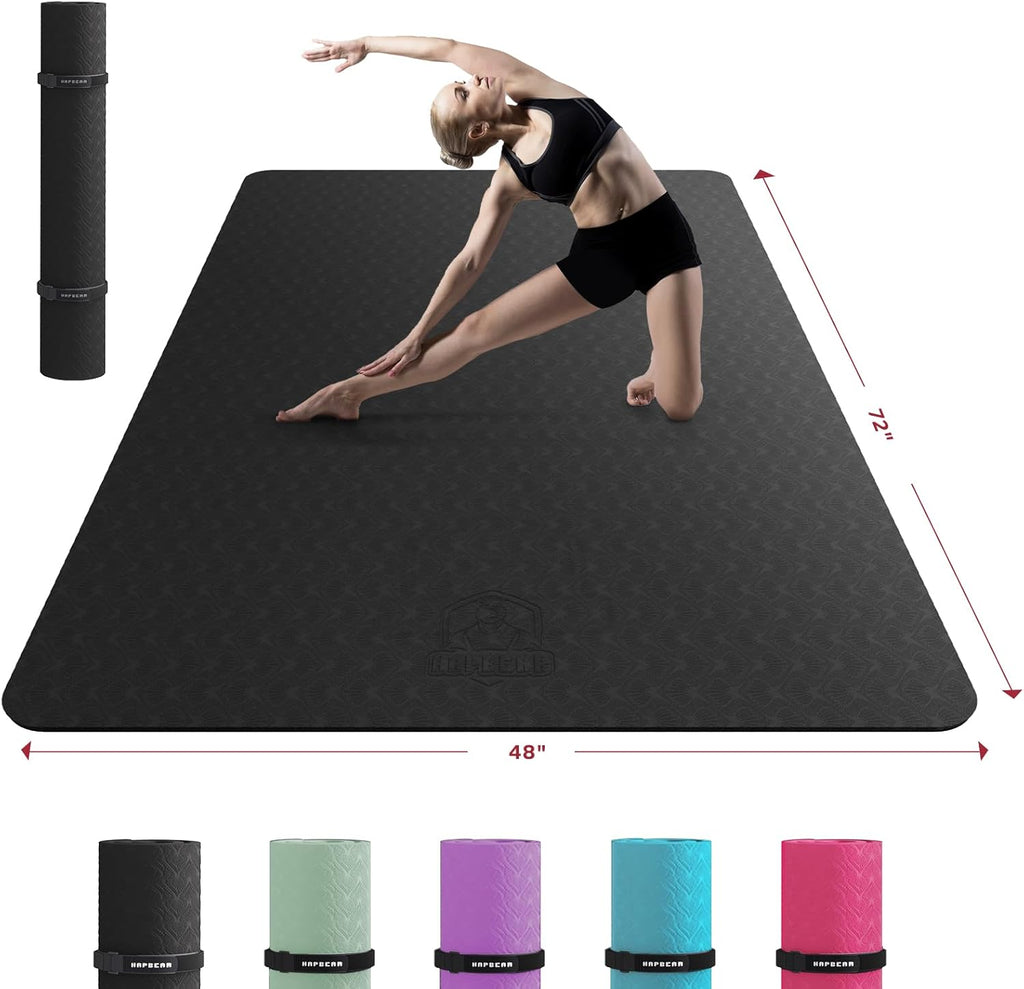 Extra Large Yoga Mat - 72"X48"X6Mm (1/4 Inch), Non-Slip, Durable, Thick Wide Exercise Mat for Home Workouts, Yoga, Pilates, Stretching and Cardio Workouts