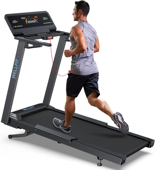 Auto Incline Treadmill, 15% Incline Heavyduty Treadmill with Pulse Sensor, 4.5HP, 10 MPH, 500 Lbs Capacity, 20'' X 55'' Running Area Treadmills with Bluetooth Player & LED Display