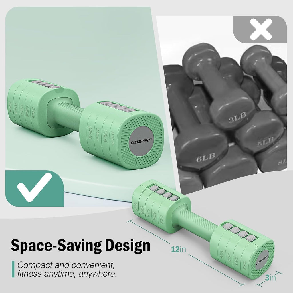 Adjustable Weight Dumbbells Set of 2, 8 in 1 Hand Weights for Women 2Lb/3Lb/4Lb/5Lb/6Lb Dumbbell Weights Set 12 Lbs/Pair Hand Weights for Home Office Gym Workout