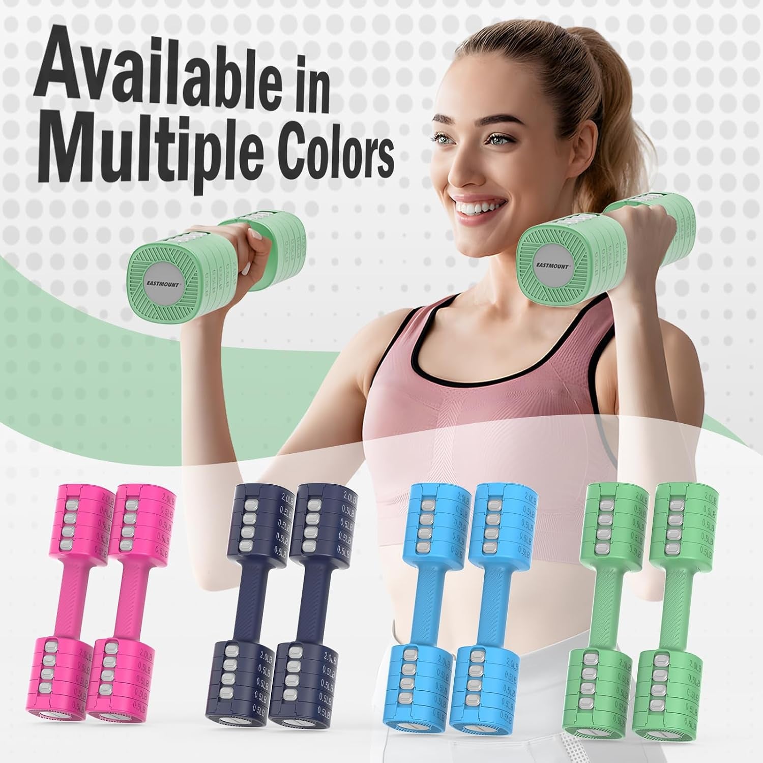 Adjustable Weight Dumbbells Set of 2, 8 in 1 Hand Weights for Women 2Lb/3Lb/4Lb/5Lb/6Lb Dumbbell Weights Set 12 Lbs/Pair Hand Weights for Home Office Gym Workout