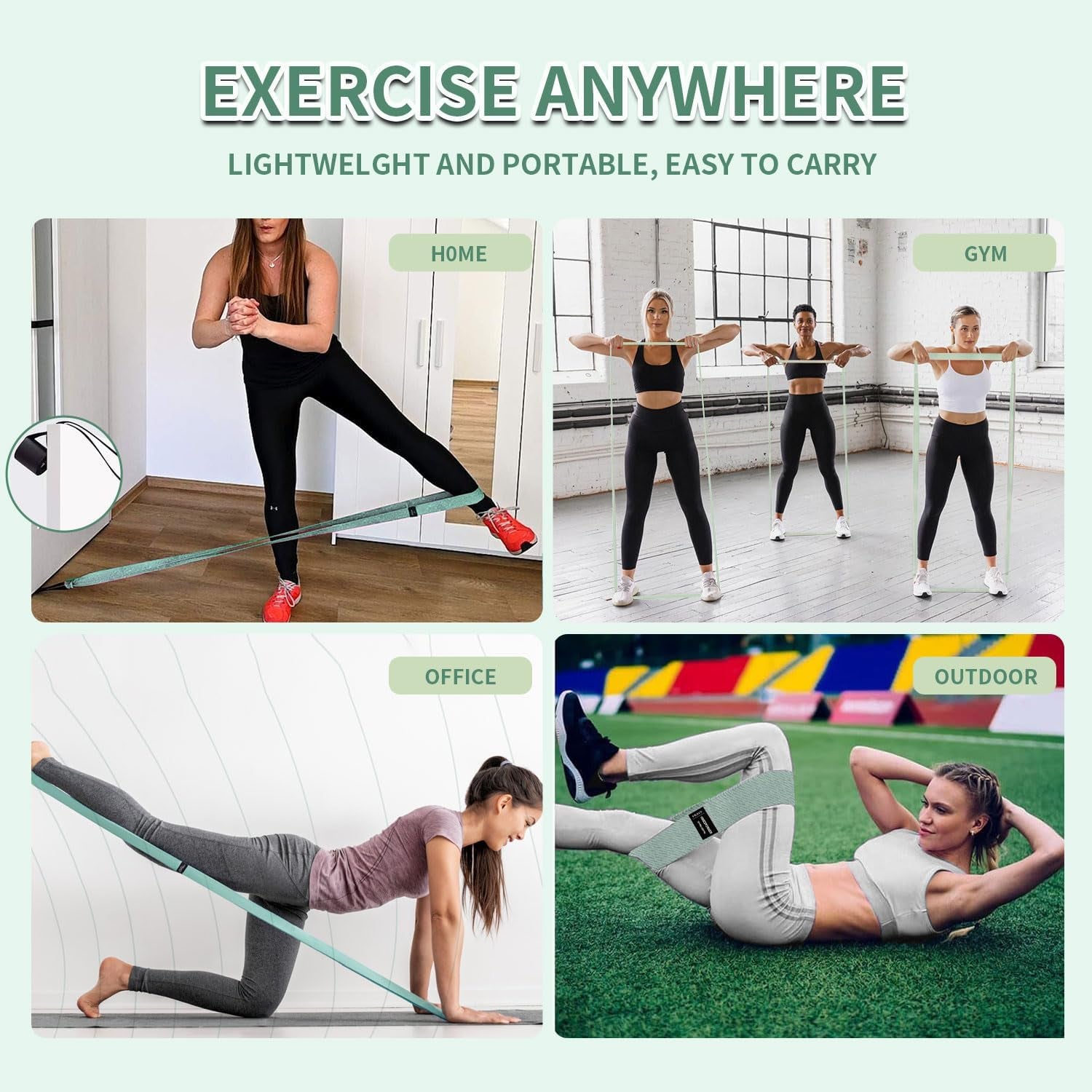 9 PCS Fabric Resistance Bands Set for Working Out, Non-Slip Exercise Booty Bands for Women & Men Leg and Glutes with Hair Ties and Tape Measure - for Home Gym Workout, Yoga, Pilates