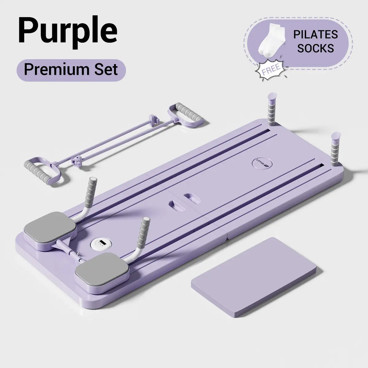 UMAY Pilates Board with Yoga Socks - Pilates Equipment Set, Multifunctional Foldable Home Pilates Board, 5-In-1 Pilates Skateboard，Summer Wins Summerwins