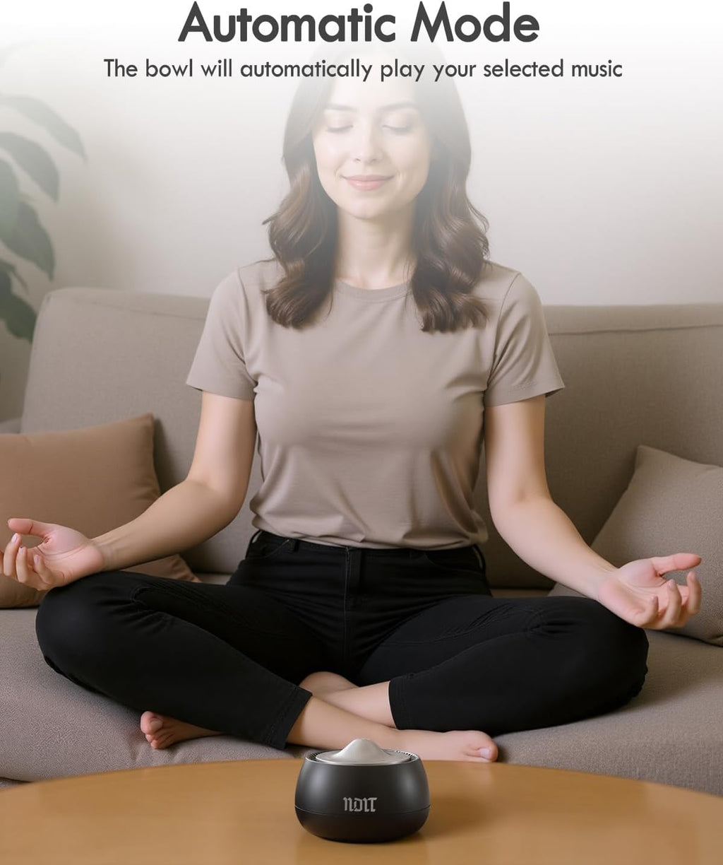Portable Electronic Tibetan Singing Bowl, 8 Healing Frequencies (369-963Hz), Auto/Manual Mode, Vibration & Timer - USB-C Rechargeable Meditation Device for Yoga, Relaxation, Reiki, Best Gift Choice