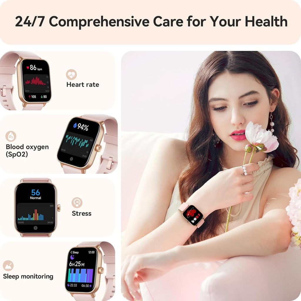 Stylish Smart Watch for Women - Compatible with Android & iPhone, Featuring Alexa Built-In and Advanced Health Tracking